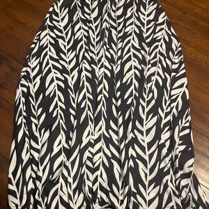 Coco + Carmen Black and White Midi Skirt with Leaf Print